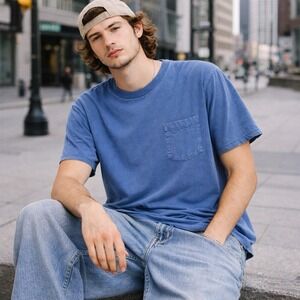 VTG 90s Y2K Hanes Pocket T Shirt Faded Grunge  Blank Single Stitch Made USA XL